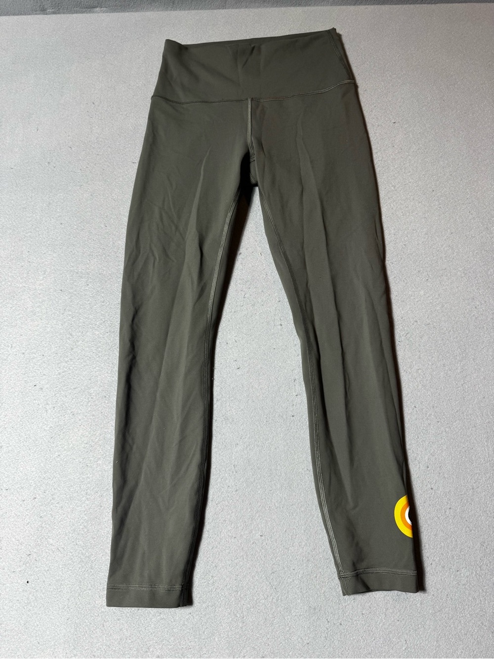 Lululemon Olive Green High-Waist Leggings with A Joe Circle Eye Graphic Size 6
